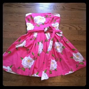 NWT A&F Strapless Elastic Floral Belted Dress